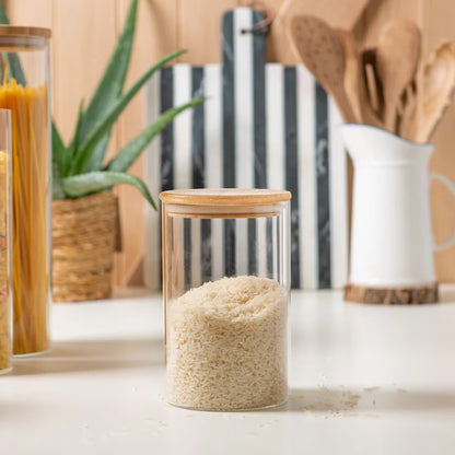 Glass Jar With wooden Lid - Spice Jars - Kitchen Storage Jars