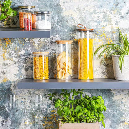 Glass Jar With wooden Lid - Spice Jars - Kitchen Storage Jars
