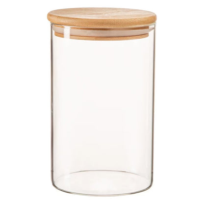 Glass Jar With wooden Lid - Spice Jars - Kitchen Storage Jars