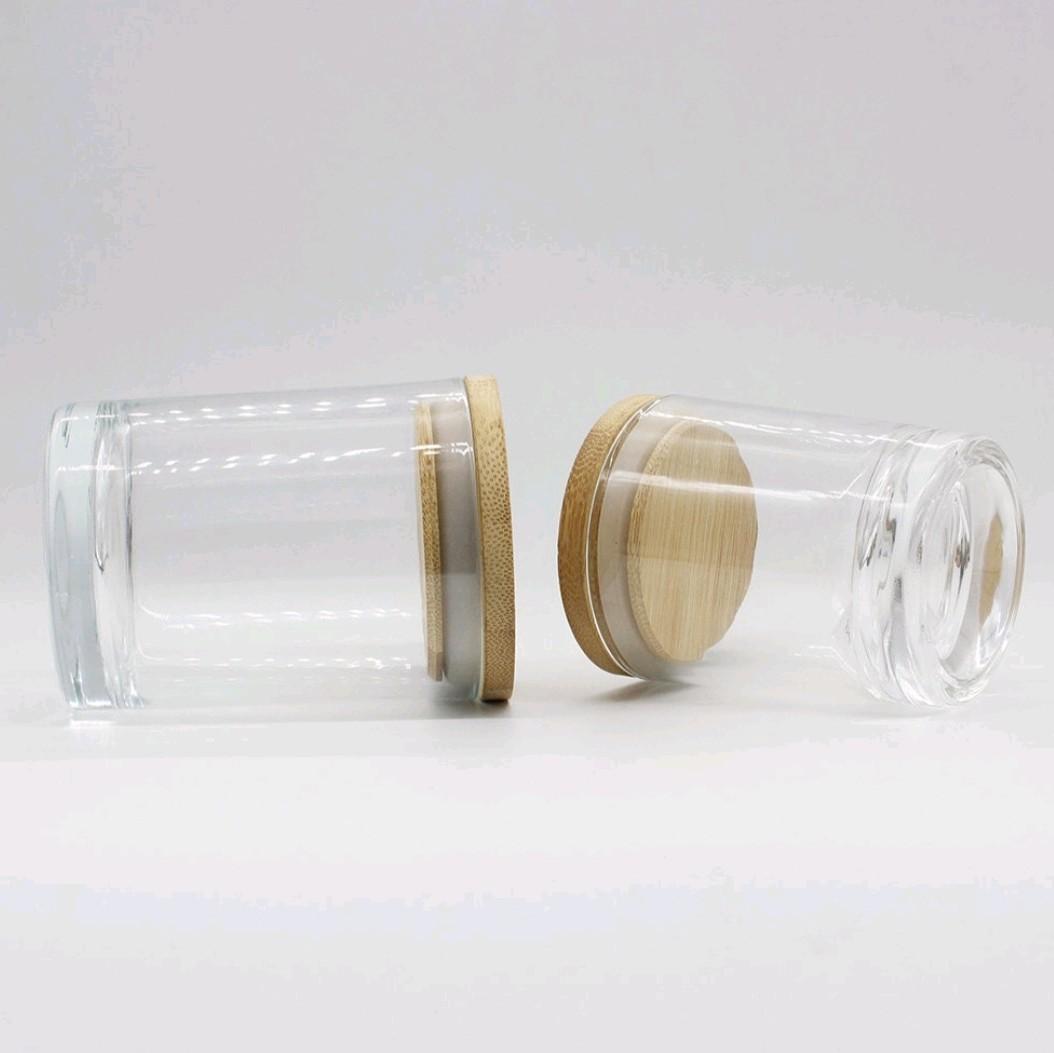 PACK OF 3 - Glass Jar With wooden Lid - Spice Jars