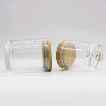 PACK OF 3 - Glass Jar With wooden Lid - Spice Jars